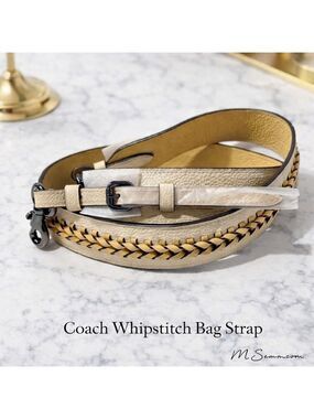 NEW Coach Whipstitch Leather Bag Strap Polished Pebble Gunmetal Hardware NWT